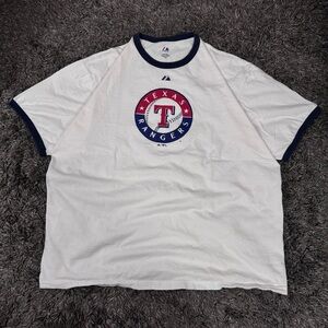Majestic Texas Rangers White Ringer Tee Shirt